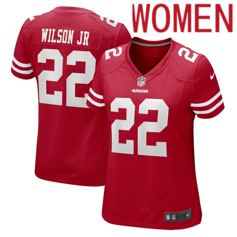 Women San Francisco 49ers 22 Jeff Wilson Jr. Nike Scarlet Player Game NFL Jersey
